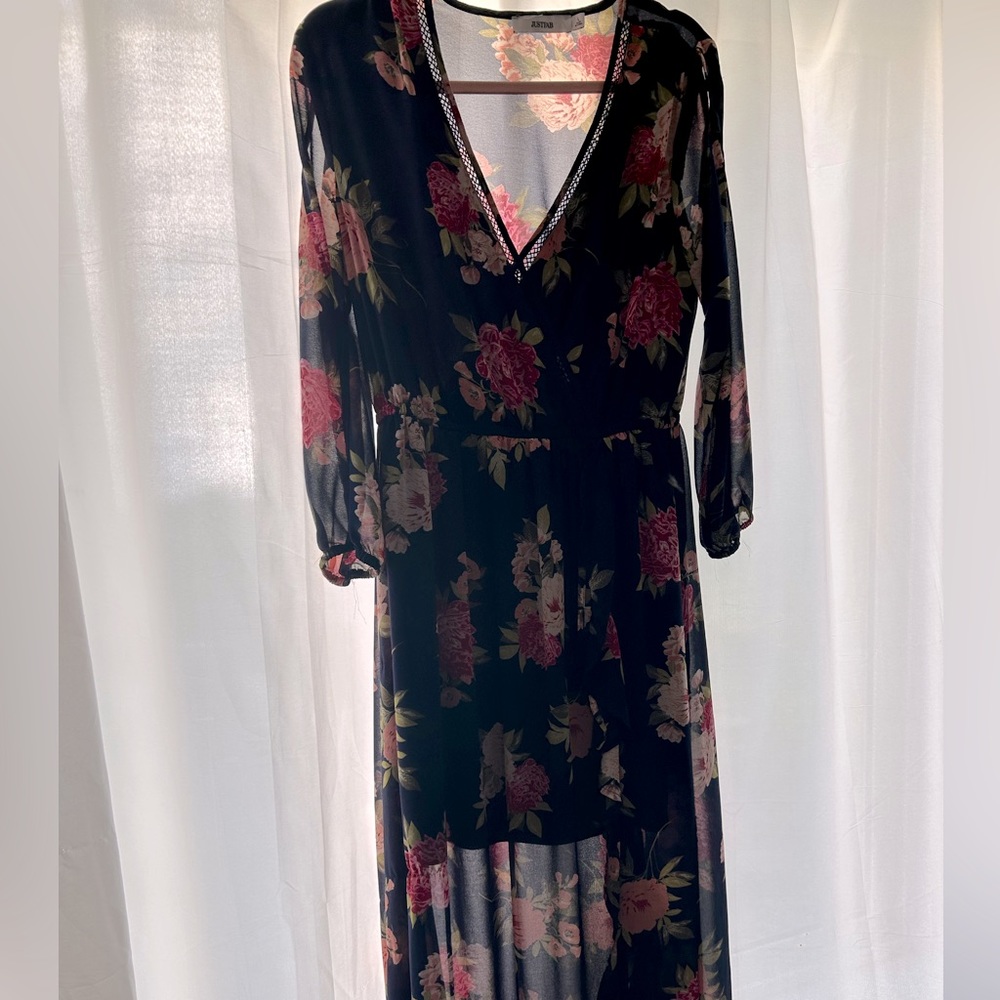 Floral wrap maxi dress.